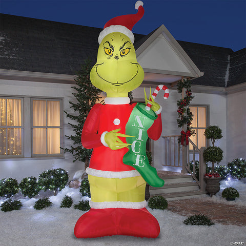 Airblown Grinch with Stocking Inflatable | Horror-Shop.com