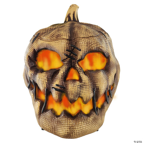10" Animated Flaming Burlap Pumpkin Halloween Decoration | Horror-Shop.com