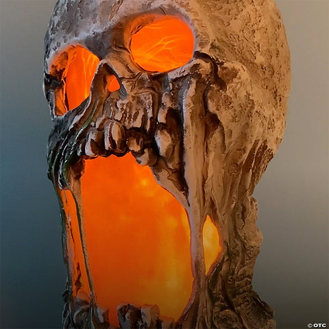 12" Flaming Rotted Skull Animated Prop | Horror-Shop.com