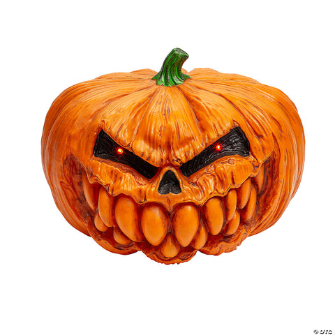 12" Light-Up Scary Plastic Pumpkin with Sound Halloween Decoration | Horror-Shop.com