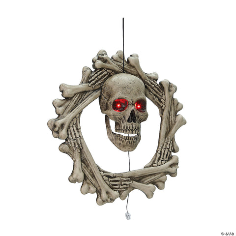 18" Bone Wreath Animated Halloween Décor | Horror-Shop.com