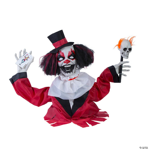 19 1/2” Groundbreaker Animated Black, Red & White Clown Halloween Decoration | Horror-Shop.com