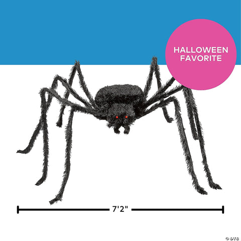 7 Ft. x 4 1/2" Furry Black Polyester Spider Halloween Decoration | Horror-Shop.com