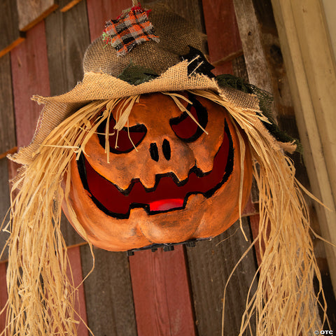 11 3/4" x 27 1/2" Hanging Pumpkin Head Plastic Halloween Decoration | Horror-Shop.com