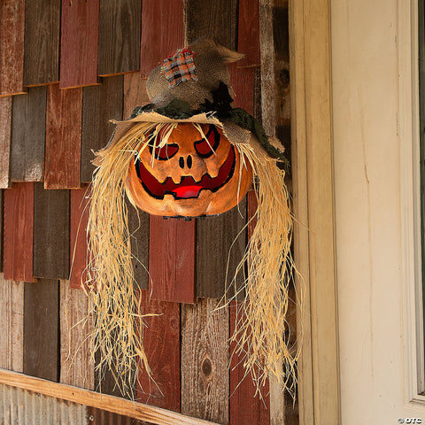 11 3/4" x 27 1/2" Hanging Pumpkin Head Plastic Halloween Decoration