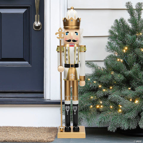 3 Ft. Large Classic Gold Wood Holiday Nutcracker with Scepter