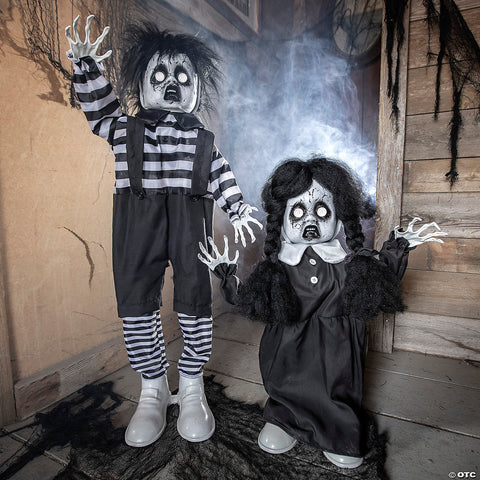 2 Ft. Standing Animated Black & White Leather Shoes Boy | Horror-Shop.com