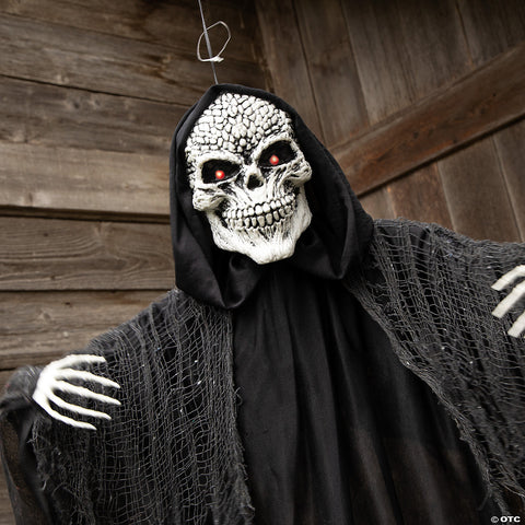 47 1/4" Animated & Light-Up Skeletal Reaper Hanging Halloween Decoration | Horror-Shop.com
