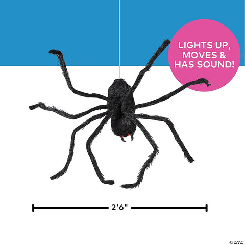 31 1/2" x 8 1/4" Animated Hairy Black Spider Halloween Decoration | Horror-Shop.com