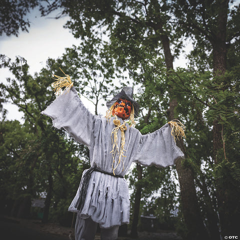 5 Ft. 8" Animated Head Turning Pumpkin Scarecrow Halloween Decoration | Horror-Shop.com