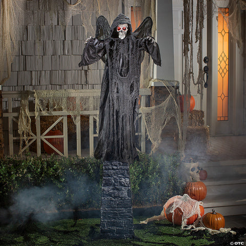 33 1/2" x 74 3/4" Animated Standing Skeletal Reaper with Wings