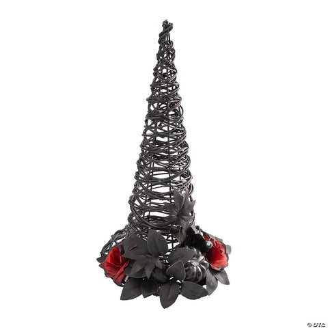 9" x 17 3/4" Black Rattan Wicker Witch’s Hat Halloween Decoration | Horror-Shop.com
