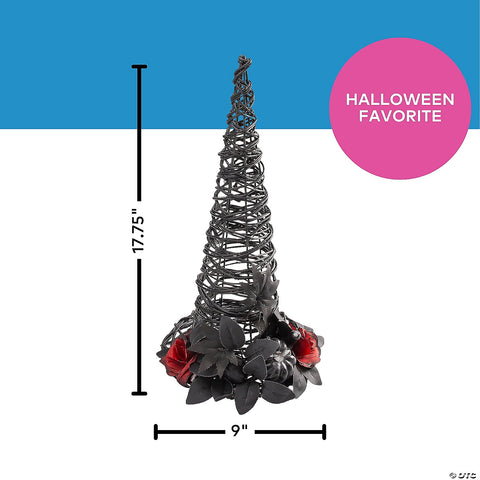 9" x 17 3/4" Black Rattan Wicker Witch’s Hat Halloween Decoration | Horror-Shop.com