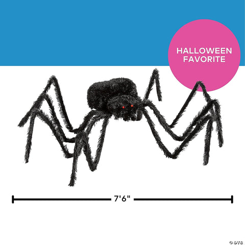 7 1/2 Ft. x 2 3/4" Furry Black Polyester Spider Halloween Decoration | Horror-Shop.com