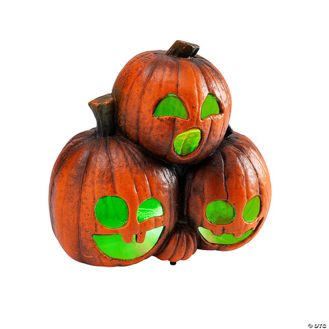 11 1/2" x 10 3/4" Light-Up Jack-O’-Lantern Trio Halloween Decoration | Horror-Shop.com