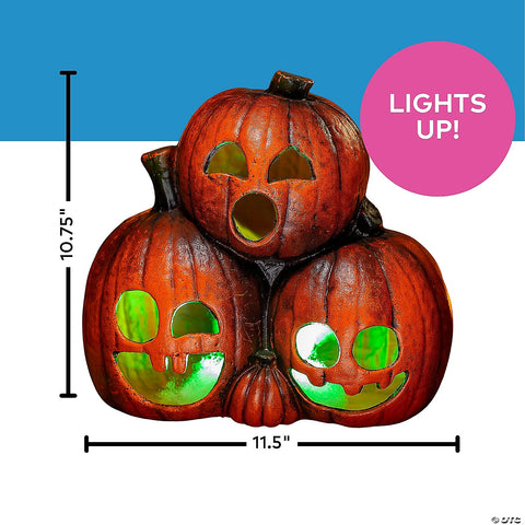 11 1/2" x 10 3/4" Light-Up Jack-O’-Lantern Trio Halloween Decoration | Horror-Shop.com