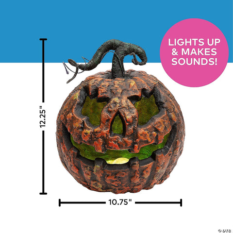 10 3/4" x 12 1/4" Light-Up Talking Rotten Jack-O’-Lantern Foam Halloween Decoration | Horror-Shop.com