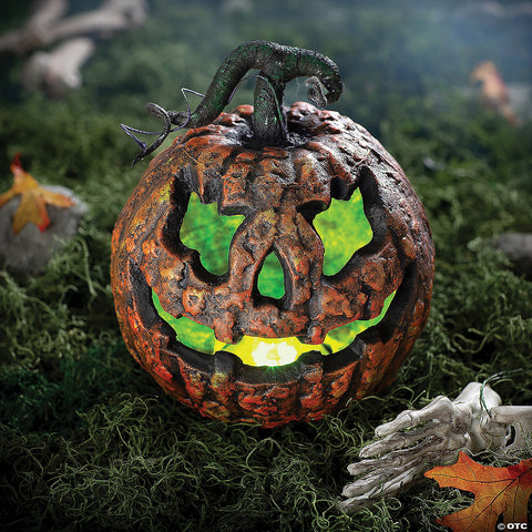 10 3/4" x 12 1/4" Light-Up Talking Rotten Jack-O’-Lantern Foam Halloween Decoration