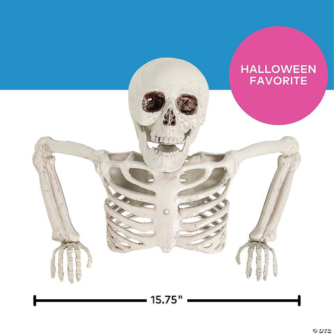 15 3/4" x 10 3/4" Tabletop White Plastic Half Skeleton Halloween Decoration | Horror-Shop.com