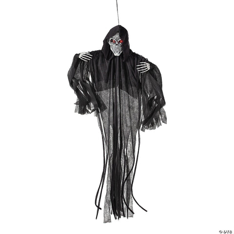 4 Ft. Hanging Animated Black Skeleton Reaper Halloween Decoration | Horror-Shop.com