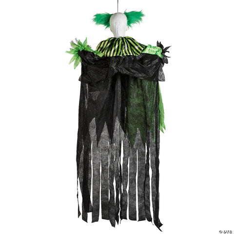 4 Ft. Hanging Animated Green & Black Clown Halloween Decoration | Horror-Shop.com