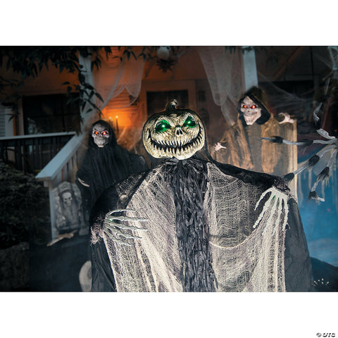 5 Ft. 6” Green Light-Up Standing Pumpkin Man Halloween Decoration | Horror-Shop.com