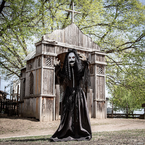 66” Standing Jaw Dropping Bride with Black Dress Halloween Decoration | Horror-Shop.com