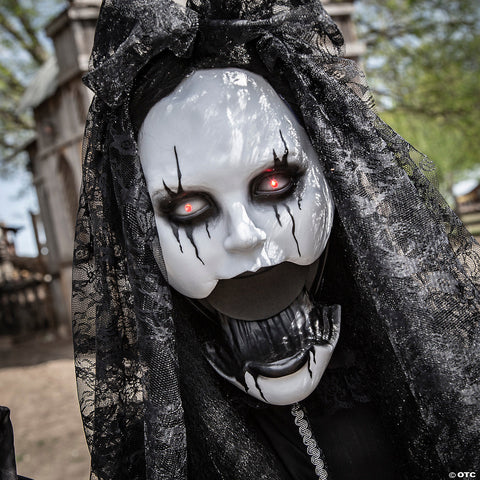 66” Standing Jaw Dropping Bride with Black Dress Halloween Decoration | Horror-Shop.com