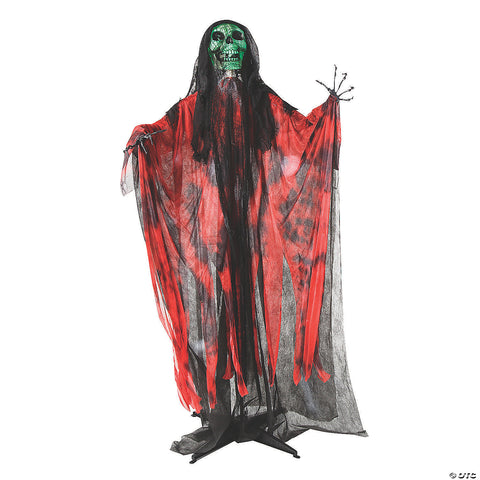 6 Ft. Standing Animated Black & Red Skeleton Reaper Halloween Decoration | Horror-Shop.com