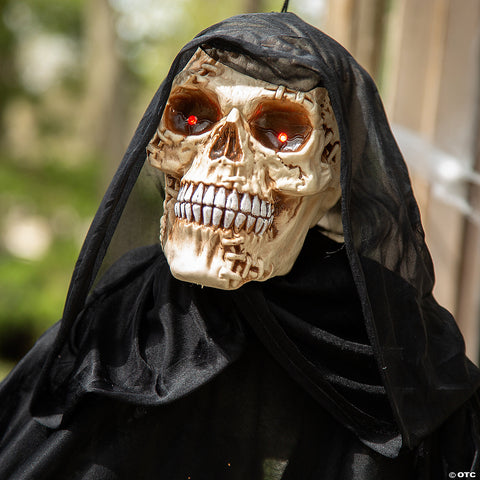 6 Ft Animated Hanging Chained Grim Reaper Plastic Halloween Decoration | Horror-Shop.com