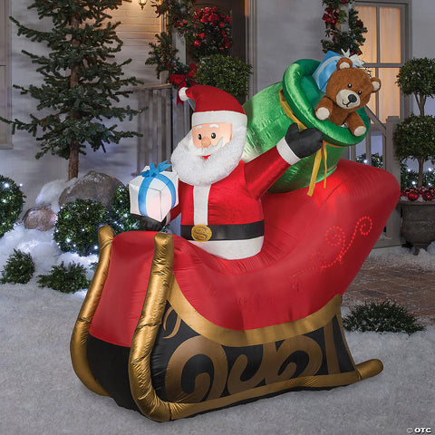 Airblown Mixed Media Santa Sleigh Inflatable | Horror-Shop.com