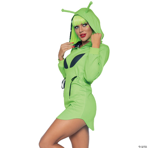 Adult Green Alien Hoodie Dress | Horror-Shop.com