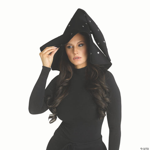 Adults Black Polyester Witch Hat with Rhinestones Costume Accessory