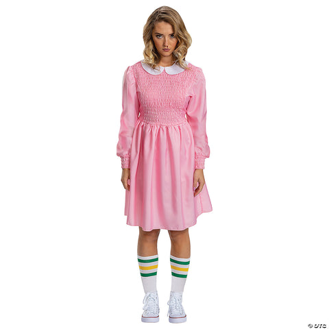 Adults Deluxe Stranger Things Eleven Pink Dress Costume - Medium