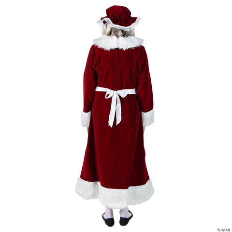 Women’s Burgundy Velvet Mrs. Claus Dress Costume - Large