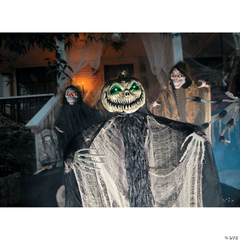 5 Ft. 6” Green Light-Up Standing Pumpkin Man Halloween Decoration