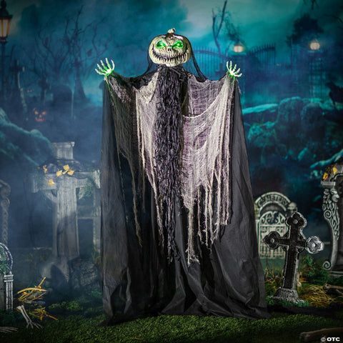 5 Ft. 6” Green Light-Up Standing Pumpkin Man Halloween Decoration
