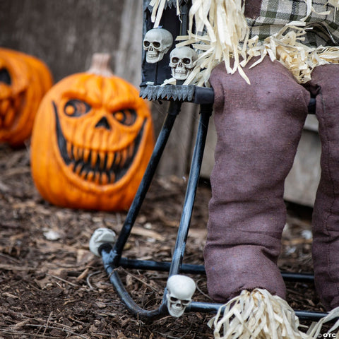 29 1/4" x 47 1/4" Animated Scarecrow on Rocking Chair Halloween Decoration