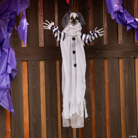 43 1/4" Black and White Animated Light-Up Clown Halloween Decoration