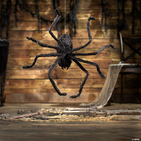 31 1/2" x 8 1/4" Animated Hairy Black Spider Halloween Decoration | Horror-Shop.com