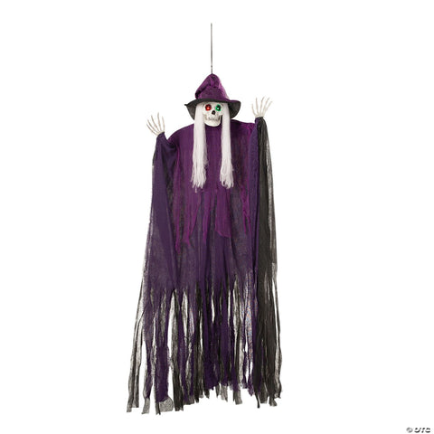 6 Ft. Light-Up Eyes Skeletal Witch Halloween Hanging Decoration
