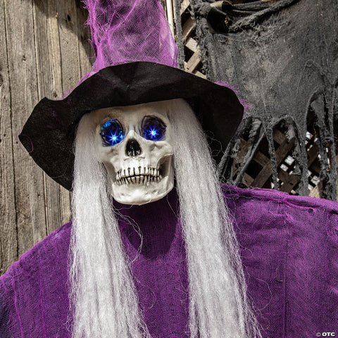 6 Ft. Light-Up Eyes Skeletal Witch Halloween Hanging Decoration