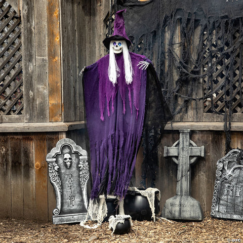 6 Ft. Light-Up Eyes Skeletal Witch Halloween Hanging Decoration