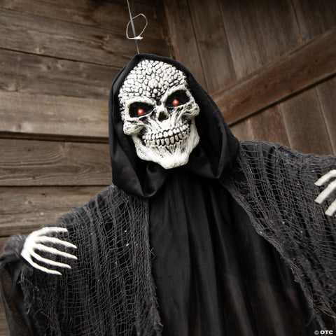 47 1/4" Animated & Light-Up Skeletal Reaper Hanging Halloween Decoration