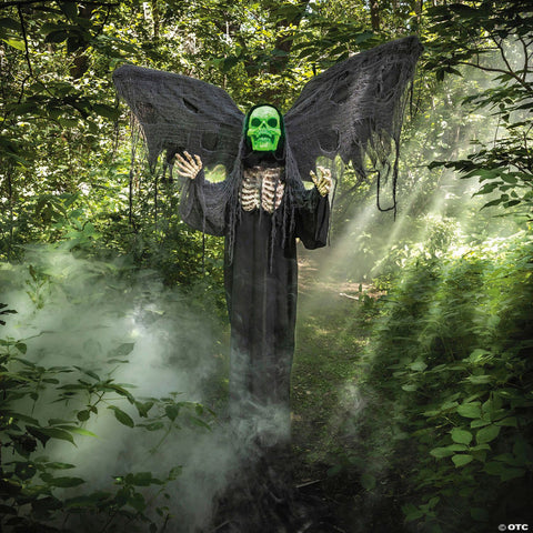 5 Ft. 6" Standing Skeleton Reaper with Animated Wings Halloween Decoration