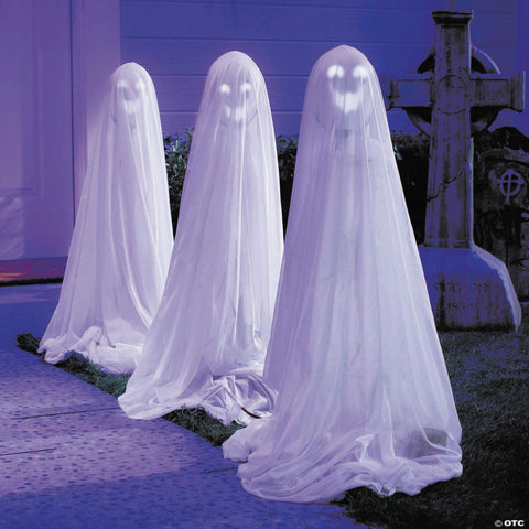 47 1/4" Talking Light-Up White Ghosts - Set of 3