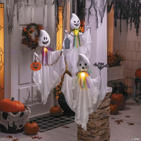 27 1/2" Hanging White Ghosts Halloween Decoration - Set of 3