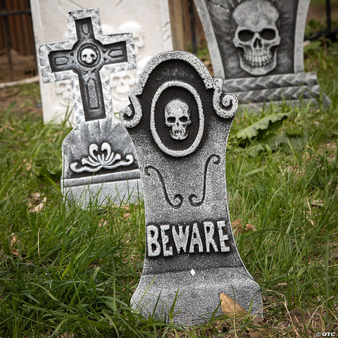 Bat & Skull Foam Tombstone Halloween Decorations Set – 6 Pc. | Horror-Shop.com