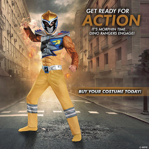 Boy's Gold Ranger Classic Muscle Costume - Dino Charge | Horror-Shop.com