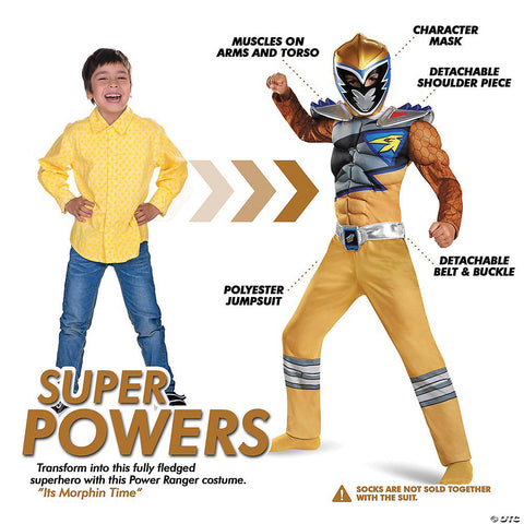 Boy's Gold Ranger Classic Muscle Costume - Dino Charge | Horror-Shop.com